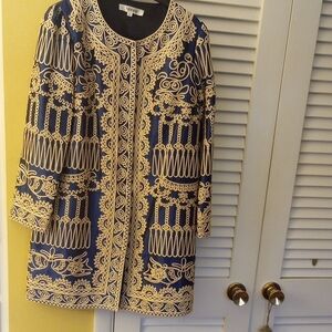Navy and Cream Embroidered Jacket